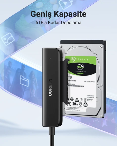 UGREEN USB-C to 2.5-Inch SATA Dönüştürücü Adaptör, 70610 - Resim 3