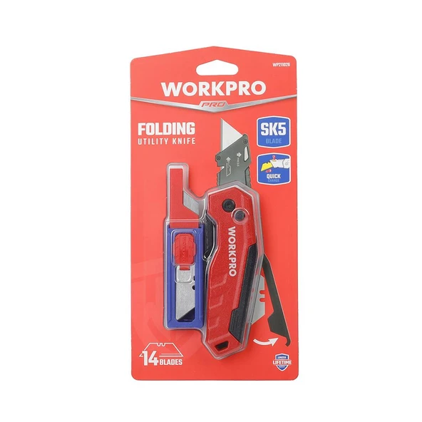 WORKPRO WP211026 Katlanır Çok Amaçlı Profesyonel Rötuş Maket Bıçağı + 14 Adet Yedek Bıçak - Resim 10