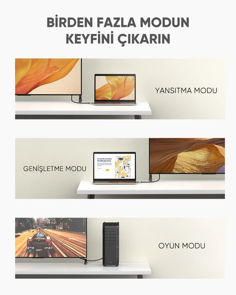 UGREEN 8K 60Hz 4K 144Hz v1.4 DisplayPort Görüntü ve Ses Aktarım Kablosu 3 Metre, Siyah, 60844 - Resim 6