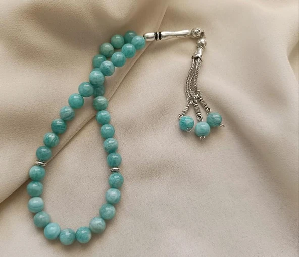 Tesbih 33 lü 08 mm Doğal Taş Amazonit AAA Kalite Tesbih ürün görseli