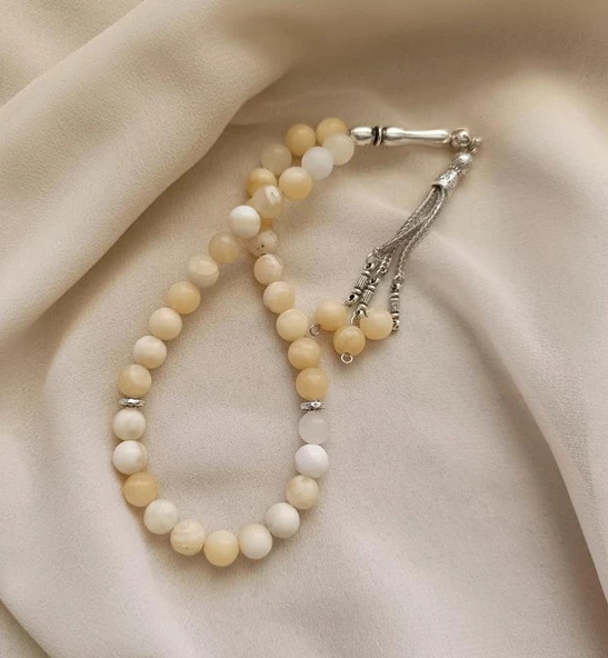 Tesbih 33 lü 08 mm Doğal Taş Kalsit AAA Kalite Tesbih - Resim 7