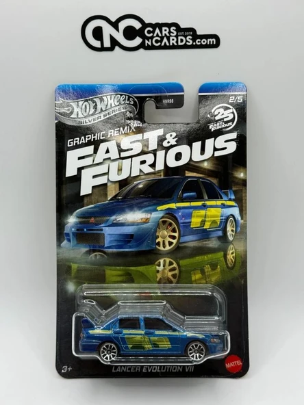 Hot Wheels Silver Series Fast & Furious Tooned ' Lancer Evolution VII 1/64 Model Araba - Resim 2