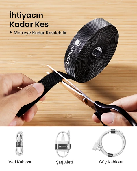 UGREEN Kablo Düzenleyici Cırt Band 2 Metre, 40354 - Resim 2
