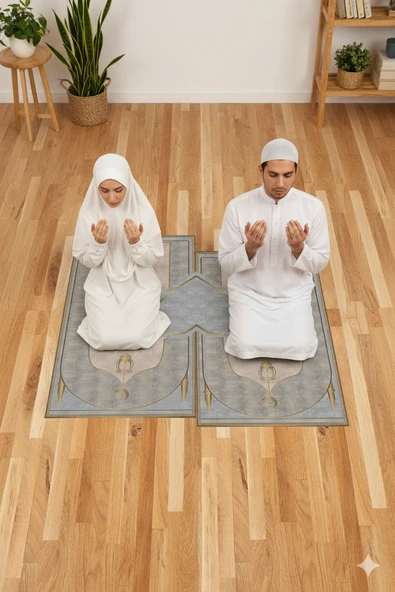 Kalpli Çift Seccade Diz Ağrıtmayan Yumuşak Namazlık Hediyelik Seccade - Resim 5