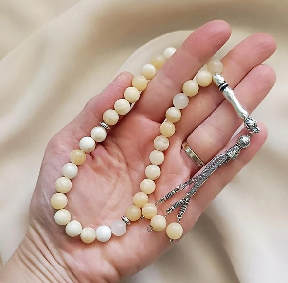 Tesbih 33 lü 08 mm Doğal Taş Kalsit AAA Kalite Tesbih - Resim 4