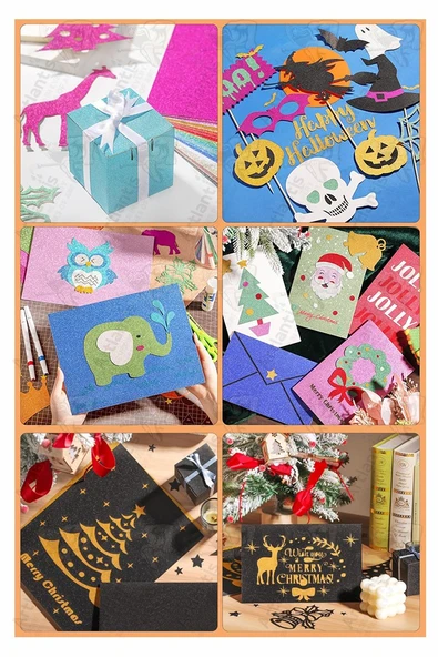 Altın Sarı Simli Karton A3 30x40 cm 10 lu 1 Paket Simli Fon Kartonu Parıltılı Kağıt Anasınıfı Kreş Etkinlik Proje - Resim 4