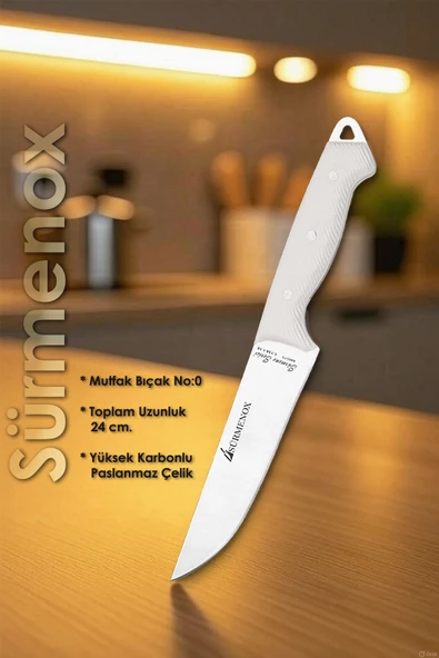 Sürmene Serisi Mutfak Bıçak Seti Et Ekmek Sebze Bıçağı 3 Lü Beyaz Verzalit Sap HDS-162 - Resim 2