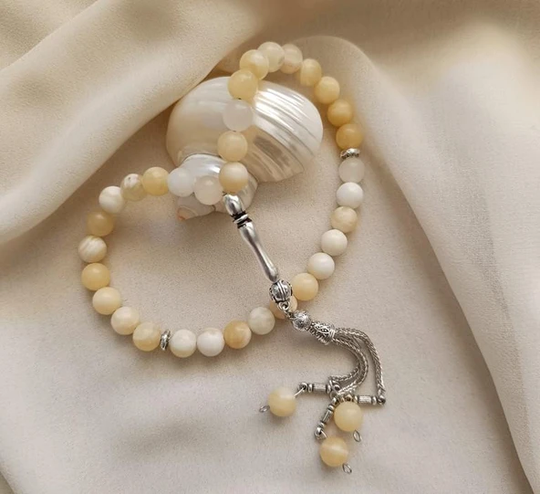 Tesbih 33 lü 08 mm Doğal Taş Kalsit AAA Kalite Tesbih ürün görseli