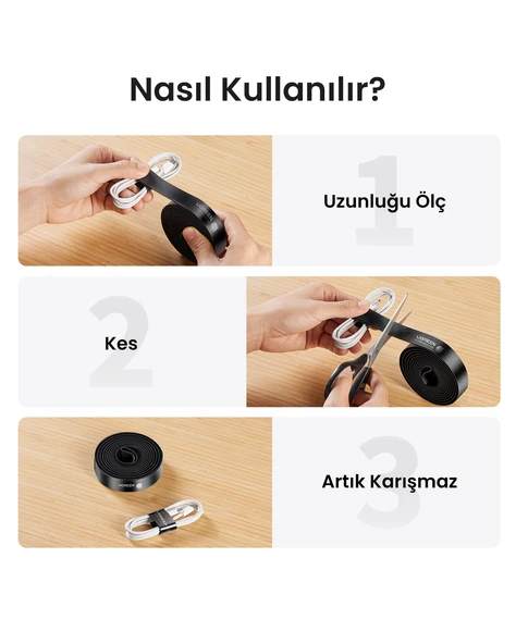 UGREEN Kablo Düzenleyici Cırt Band 2 Metre, 40354 - Resim 7