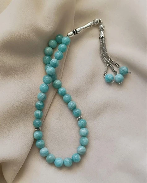Tesbih 33 lü 08 mm Doğal Taş Amazonit AAA Kalite Tesbih - Resim 2
