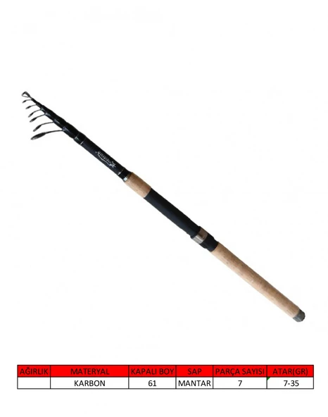 FUKİDO  7-35 GRAM ATARLI 2.70  METRE TAM KARBON TELESKOPİK KAMIŞ ürün görseli