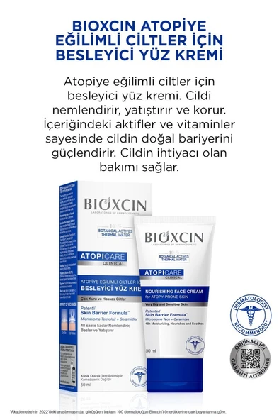 Bioxcin Atopicare Atopi Eğilimli Ciltler İçin Besleyici Yüz Kremi 50 Ml - Microbiome, Seramid - Resim 3