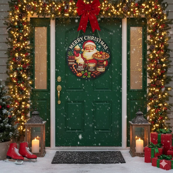 Noel Baba Kapı ve Duvar Süsü Sıcak Çikolata - Resim 2