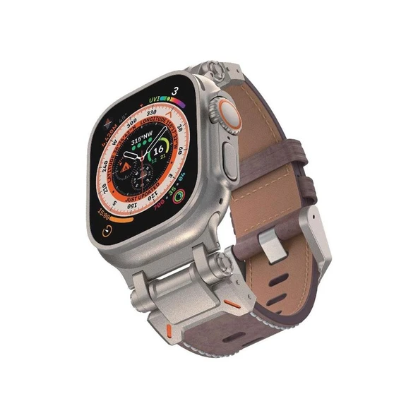 E2M APPLE WATCH 42-44-45-46-49MM KRD-32 DERİ KORDON KAHVERENGİ ürün görseli