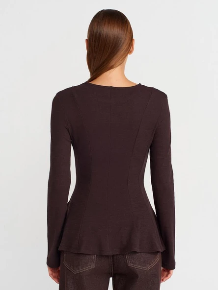 32090 DİLVİN UZUN KOLLU PEPLUM TOP - Resim 7