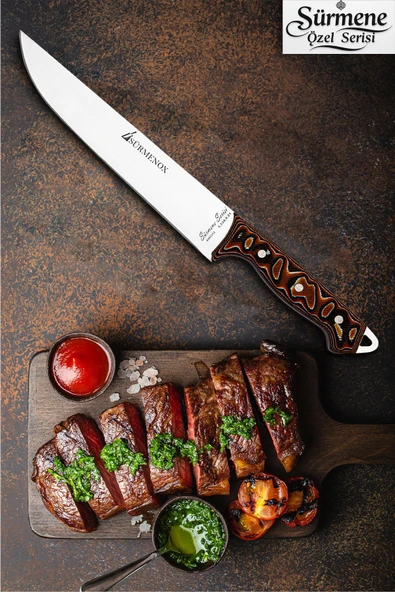 Sürmene Serisi Mutfak Bıçak Et Ekmek Sebze Salata Bıçağı Kahve Verzalit Sap HDS-163 ürün görseli 1