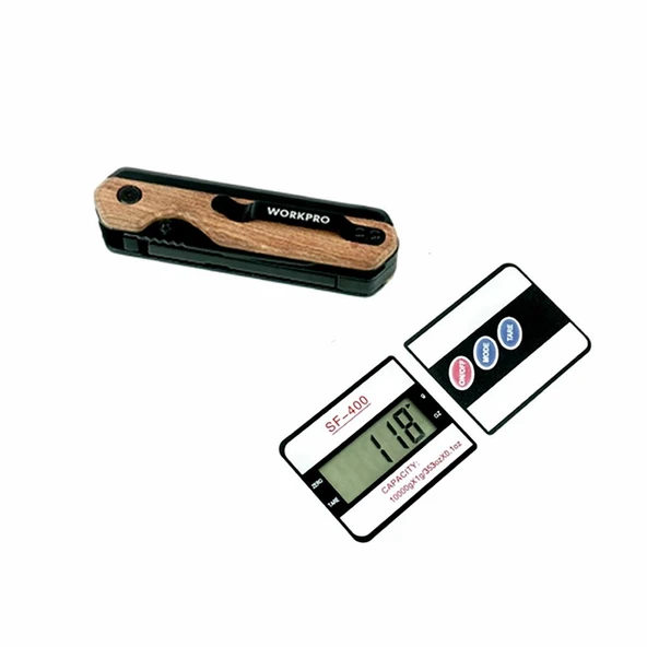 WORKPRO WP211015 2-IN-1 Ahşap Saplı Profesyonel Cep Çakısı & Katlanır Rötuş Maket Bıçağı + 11 Adet Yedek Bıçak - Resim 11