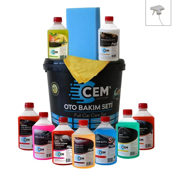 12 Parça Full Oto Bakım Seti Araç Temizlik Seti ürün görseli 1