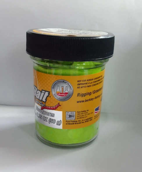 BERKLEY POWERBAİT NATUREL SCENT  CHARTREUSE BLOOD WORM KAN KURDU (53377) ALABALIK HAMURU - Resim 2