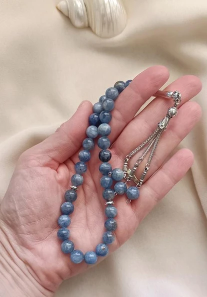Tesbih 33 lü 08 mm Doğal Taş Kyanit AAA Kalite Tesbih - Resim 5