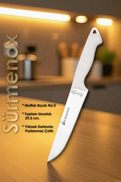 Sürmene Serisi Mutfak Bıçak Seti Yüzme Sıyırma Kasap Et Sebze Bıçağı 3 Lü Beyaz Verzalit Sap HDS-161 - Resim 2
