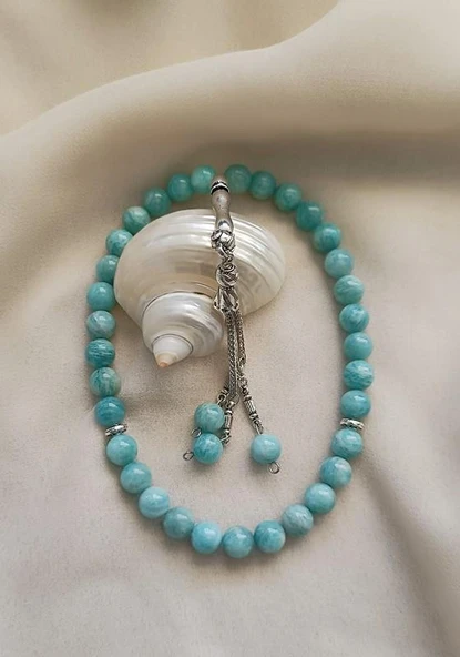 Tesbih 33 lü 08 mm Doğal Taş Amazonit AAA Kalite Tesbih - Resim 3