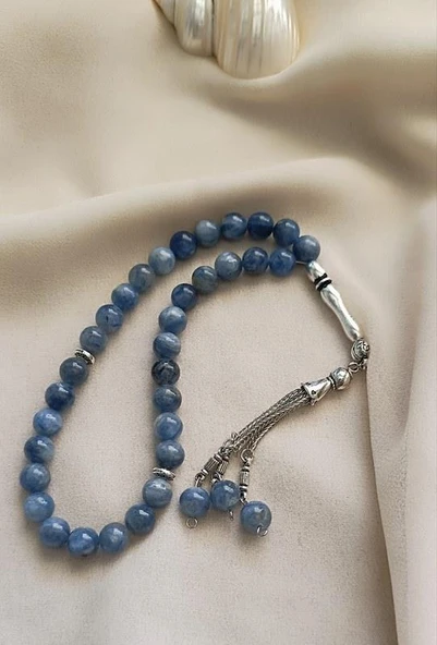 Tesbih 33 lü 08 mm Doğal Taş Kyanit AAA Kalite Tesbih - Resim 4