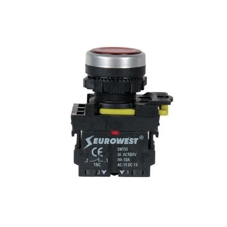 Eurowest Işıklı Buton Kırmızı Led 220V ( 5 ADET ) - Resim 2