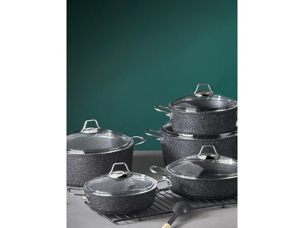 Falez Black Line 22 cm Granit Karnıyarık Tencere - Resim 4