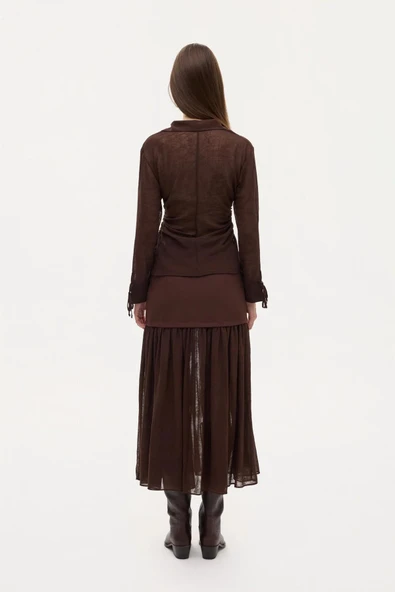 Quzu Transparan Kraşlı Gömlek - Resim 5