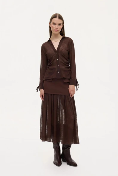 Quzu Transparan Kraşlı Gömlek - Resim 3