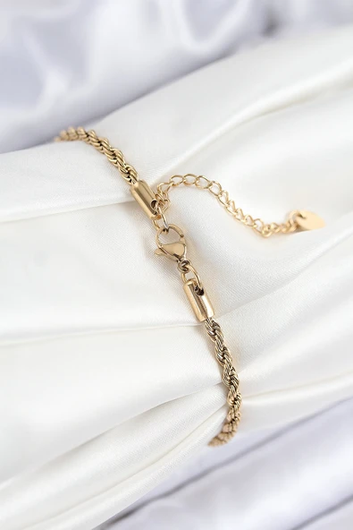 316L Çelik Nazar Boncuğu Detaylı Yaşam Çiçeği Model Gold Renk Kadın Bileklik ürün görseli 1