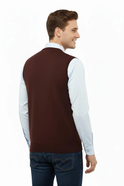 Erkek V Yaka Süveter Çelik Örgü Regular Kalıp 5209H BGL-ST04843 - Resim 9