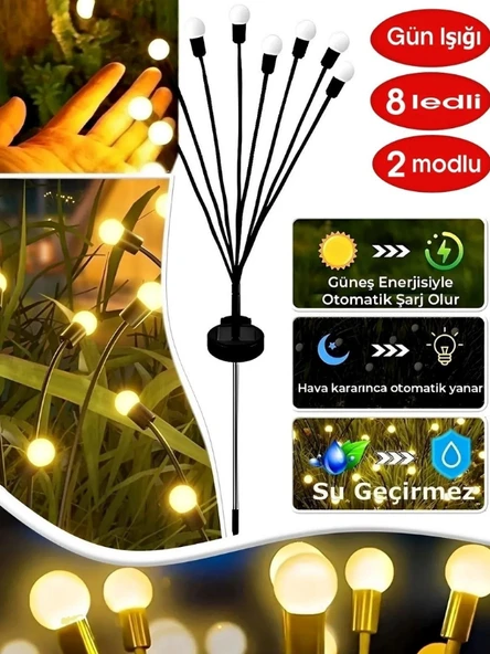 4 Adet 8 Led'li Güneş Enerjili Ateş Böceği Çiçek Lamba ürün görseli