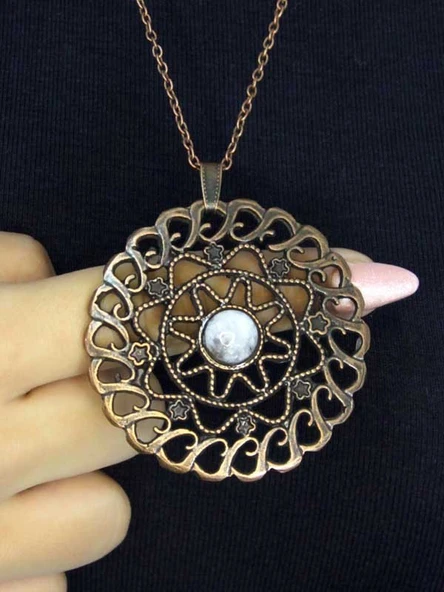 Doğal Taş Aytaşı Doğal Taşlı Yuvarlak Model Antik Kadın Kolye euk47ay ürün görseli