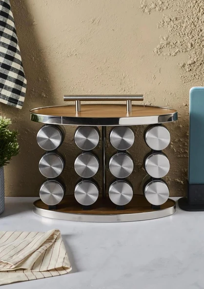 Casa Wood Baharatlık Takımı - Stantlı, Oval - Resim 4