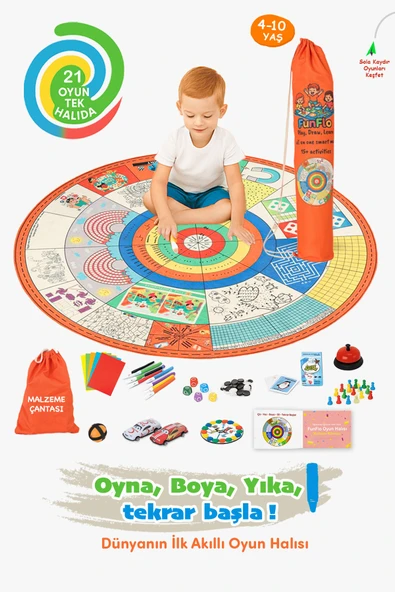 FunFlo 21 Oyunlu Eğitici Oyun Halısı  10 Parçalı Çocuk Etkinlik Matı ürün görseli