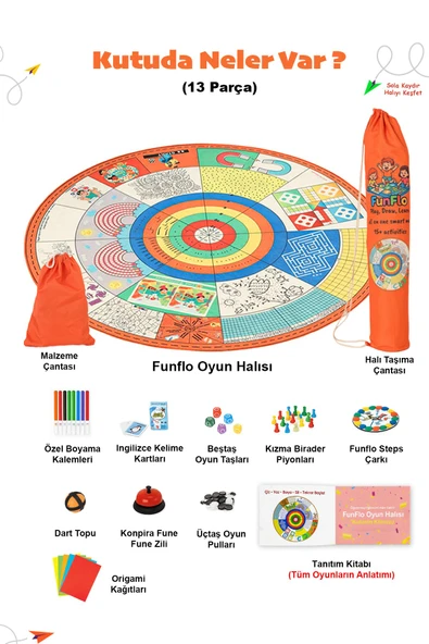 FunFlo 21 Oyunlu Eğitici Oyun Halısı  10 Parçalı Çocuk Etkinlik Matı - Resim 4