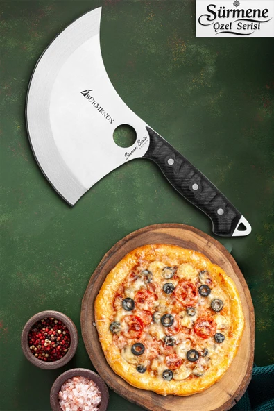 Sürmene Serisi Mutfak Bıçak Hilal Börek Bıçağı Pizza Pide Bıçağı Siyah Verzalit Sap HDS-142 ürün görseli 1