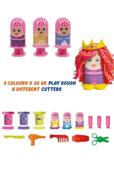 Glitter Princess Hair Studio Oyun Hamuru Seti | Prenses Kuaför Eğlencesi! ürün görseli