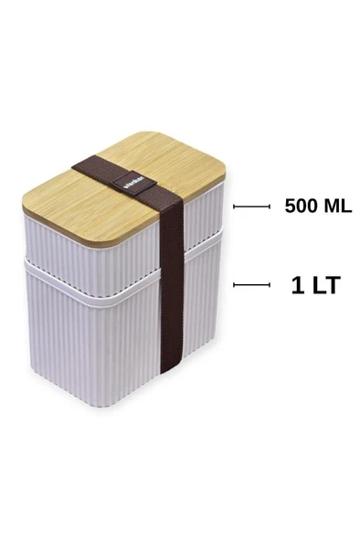 Piev Pratik Zebra Bambu Kapaklı Saklama Beslenme Kabı 2 Li No 2 - Resim 2