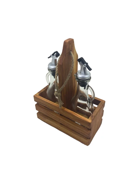 Ahşap Doğal 2Li Tombul Set Yağdanlık ve Sosluk Takımı(SET)(KİRAZ) Ahşap Rengi 10 SET - Resim 4