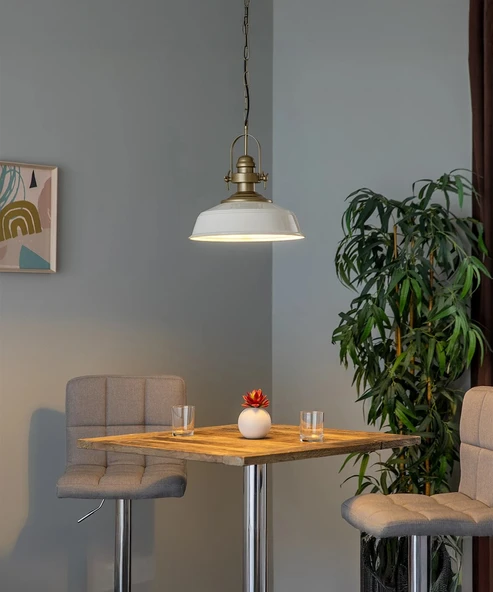 Milano Retro Avize Beyaz / Metal - E27 Duylu - Resim 4