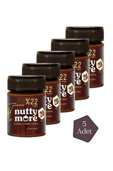 Nutty More %22 Kakaolu Fındık Ezmesi 370 gr x 5 Adet ürün görseli