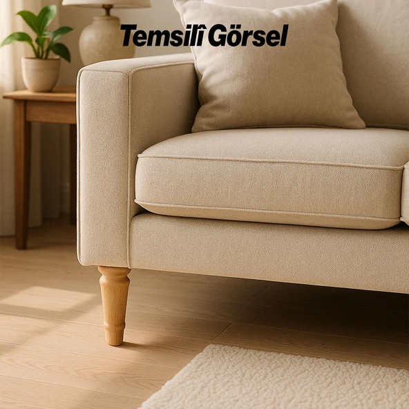 Bohem 20 cm Doğal Ahşap Ayak 4 ADET SET Boyasız Silindir Mobilya Koltuk Kanepe Ayağı Aparat Dahil - Resim 6