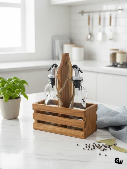 Ahşap Doğal 2Li Tombul Set Yağdanlık ve Sosluk Takımı(SET)(KİRAZ) Ahşap Rengi 10 SET - Resim 2