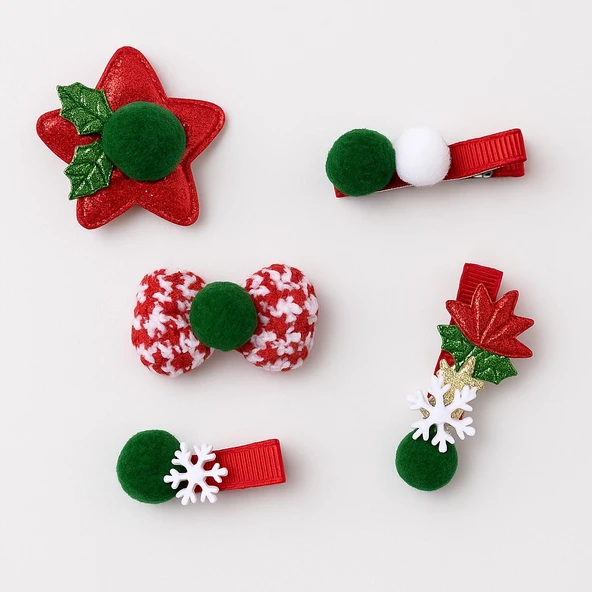 Yeni Yıl Kız Çocuk Toka Set - 5li - Resim 2