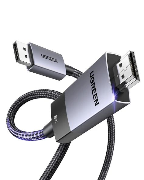 UGREEN 8K 60Hz Displayport 1.4 to HDMI 2.1 Örgülü Kablo, 2m, 80397 - Resim 3
