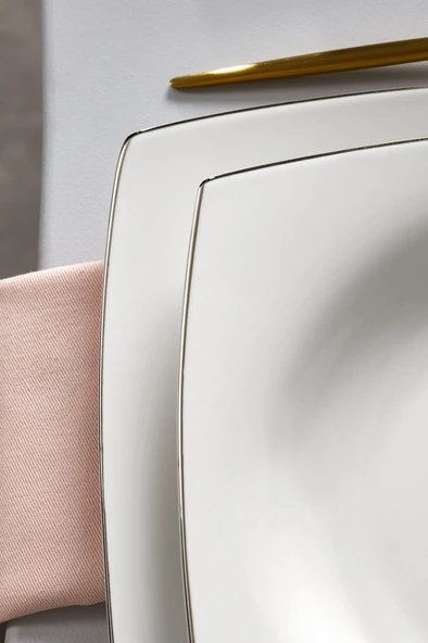 Karaca Square Bone Blaine 24 Parça 6 Kişilik Yemek Takımı Platin - Resim 4