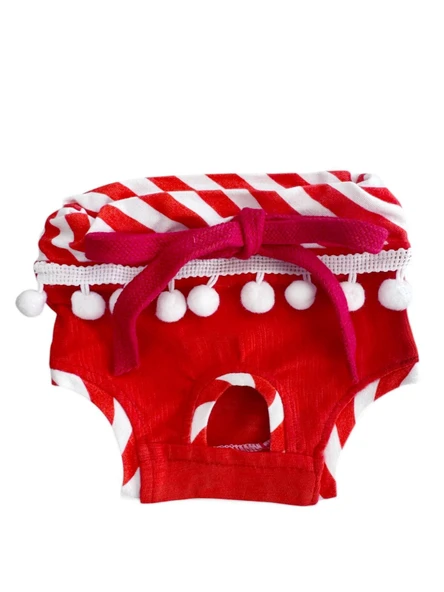 Red Frilly Dişi Köpek Regl Külotu | Köpek Donu | Köpek İç Çamaşırı | Ayarlanabilir Bağcıklı | Küçük Irklar İçin - Resim 2